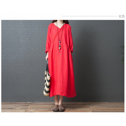 Damen Maxikleid V-Ausschnitt Locker Norvielle