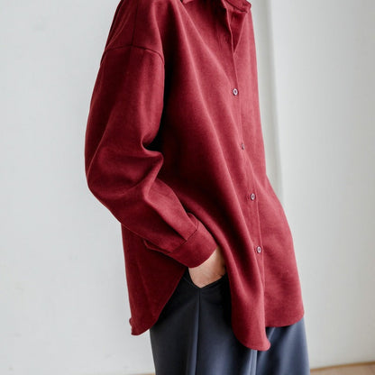 Damen Oversized Bluse Eleganter Kragen Lässiger Schnitt Norvielle