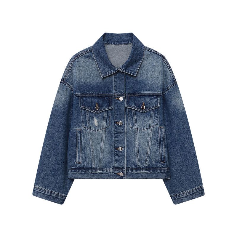 Damen Oversized Jeansjacke mit Taschen Norvielle