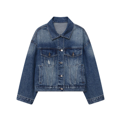 Damen Oversized Jeansjacke mit Taschen Norvielle