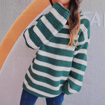 Damen Grobstrickpullover Gestreift Norvielle