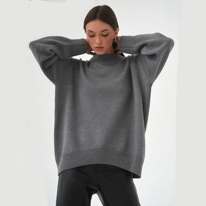Damen Oversized Pullover Strukturiertes Strickmuster Beige
