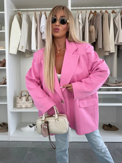 Damen Oversized Blazer mit Taschen und modischem Schnitt
