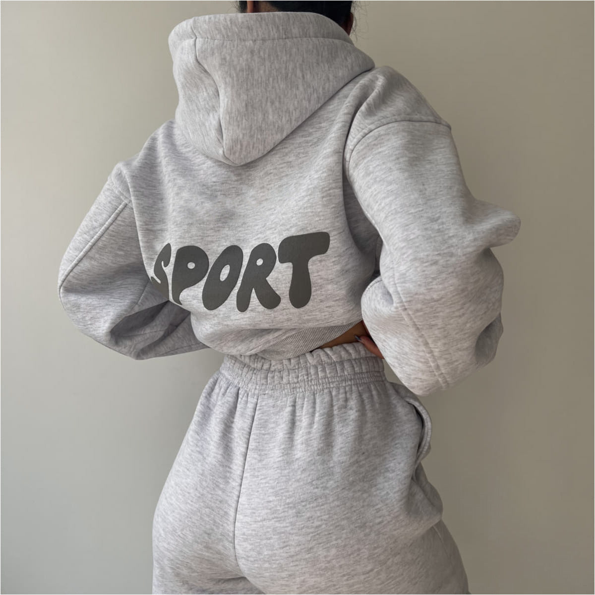 Damen Sport-Hoodie-Set mit Jogginghose Hochtailliert Weich Norvielle - Norvielle