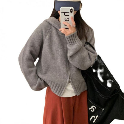 Damen Hoodie-Cardigan Kuschelig Reißverschluss Große Taschen Norvielle