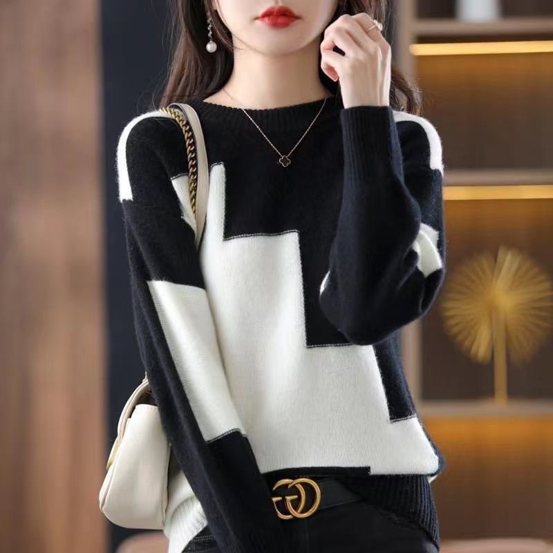 Damen Strickpullover Gemusterter Geometrisches Design Norvielle