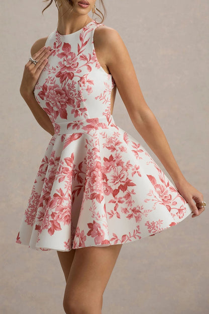 Damen Minikleid Festlich Schwingrock Cut-Outs