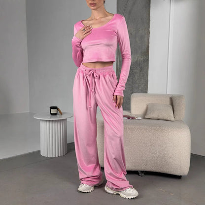 Damen Velours-Hose Cropped Bequem