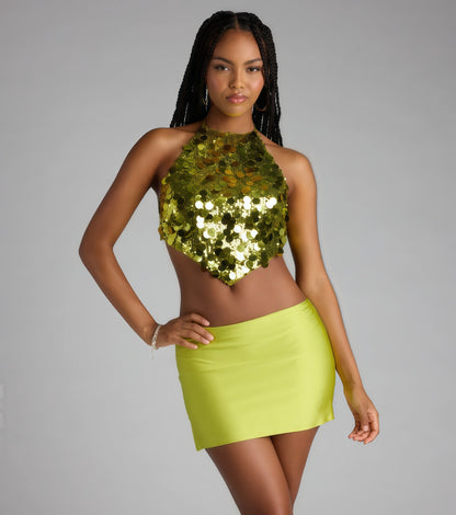 Damen Haltertop mit Pailletten und eleganter Passform