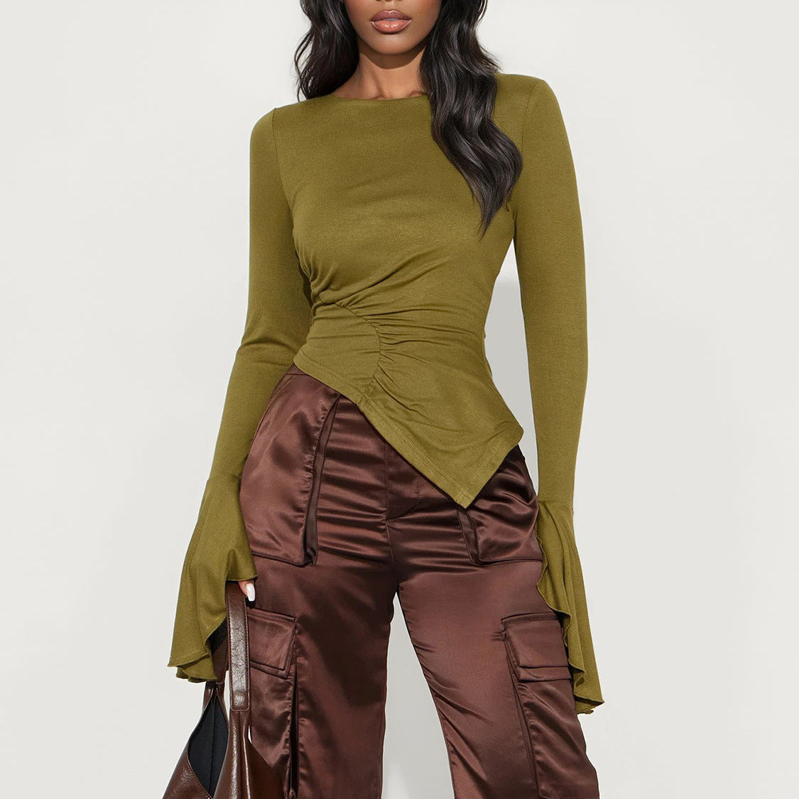 Damen Asymmetrisches Shirt mit Volants Norvielle