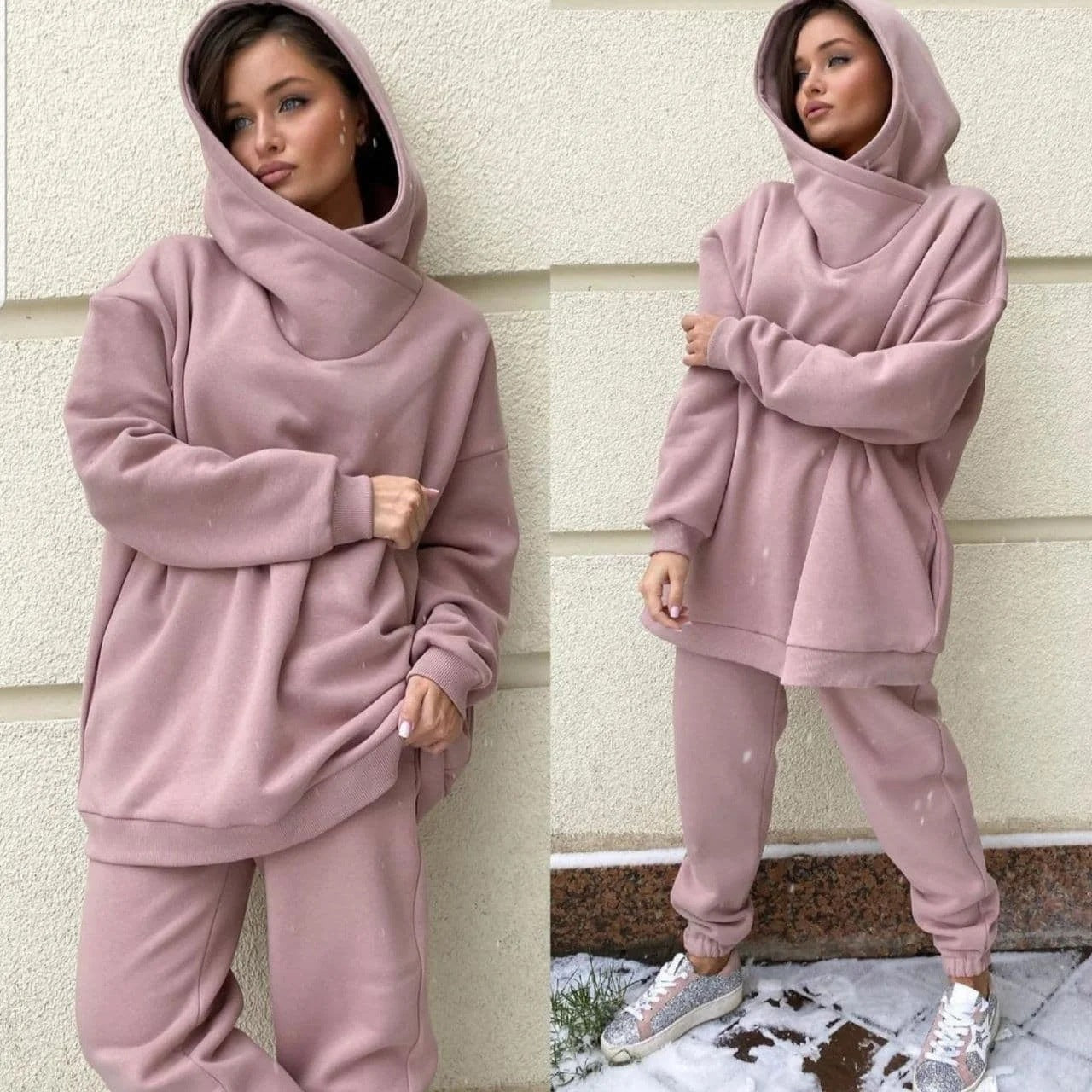 Damen Oversized Kapuzenpullover Jogginghose Set