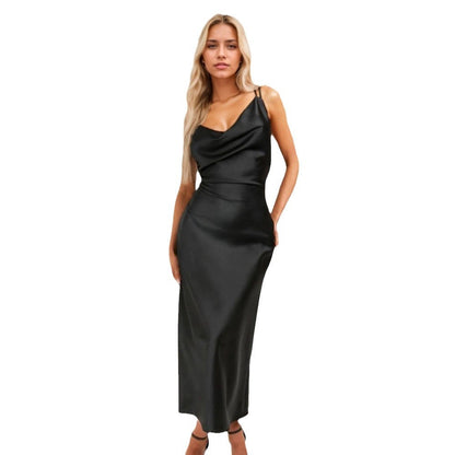 Damen Maxikleid Elegantes Cowl-Ausschnitt