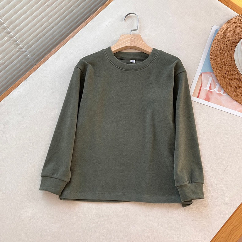 Damen Langarmshirt Rundhals Baumwolle Beige