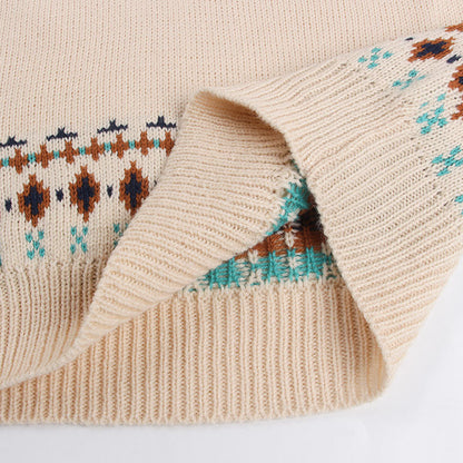 Damen Strickpullover Norwegermuster Bunt