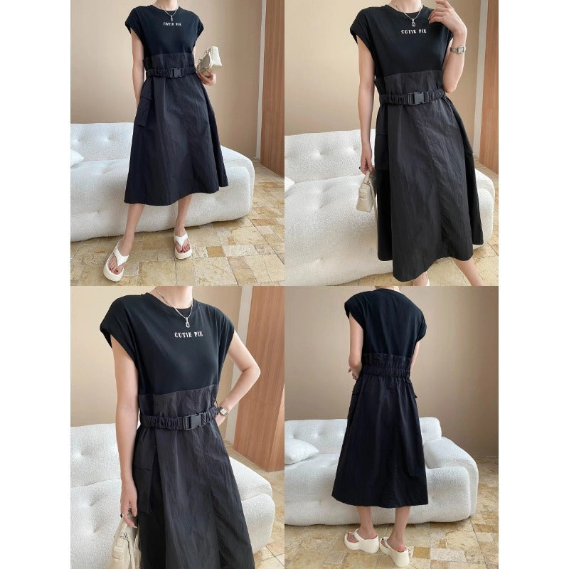 Damen Kleid mit Gürtel und Taschen Norvielle