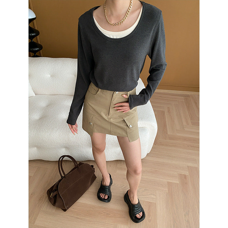 Damen Longsleeve Rundhalsausschnitt Elegant