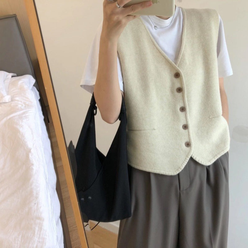 Damen Strickweste Feines Material Elegante Knopfleiste - Norvielle