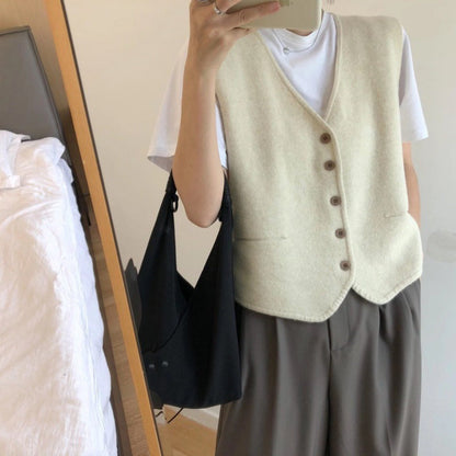 Damen Strickweste Feines Material Elegante Knopfleiste - Norvielle