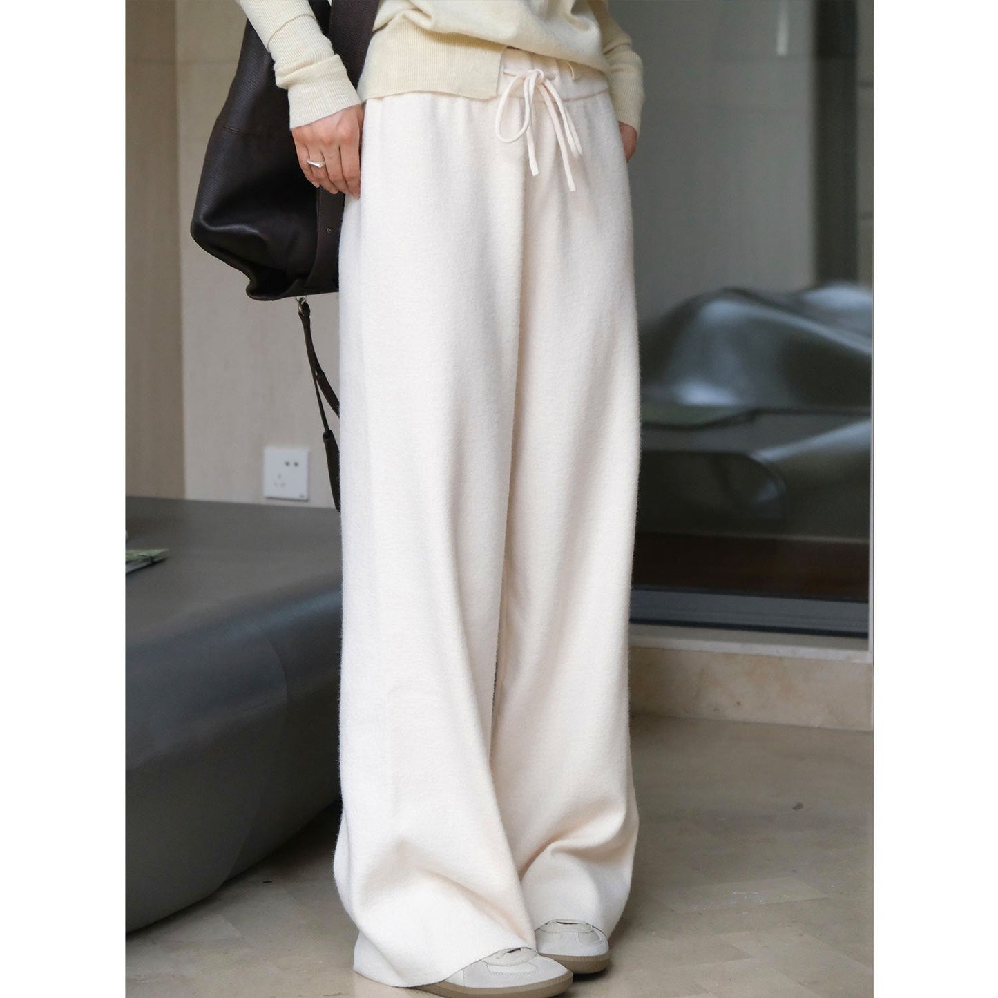 Damen Palazzo-Hose Elastischer Bund Hochtaillierter Stil