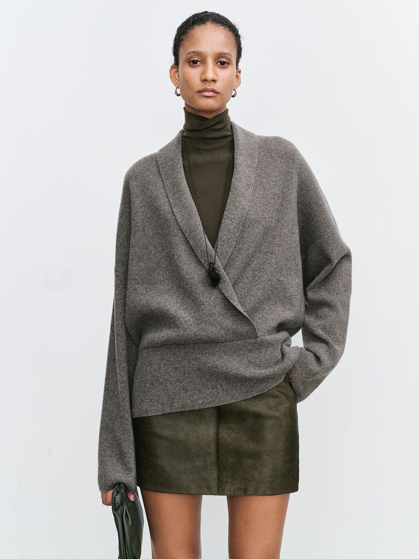 Damen Wickelpullover Weich Wolle Norvielle