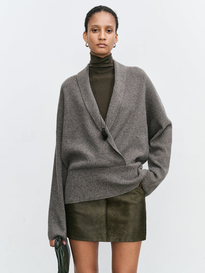 Damen Wickelpullover Weich Wolle Norvielle