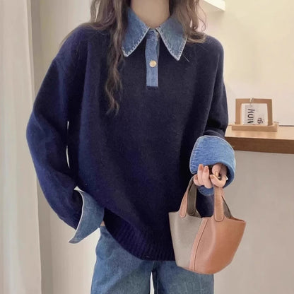 Damen Pullover Weiches Material Mit Hemdkragen Norvielle