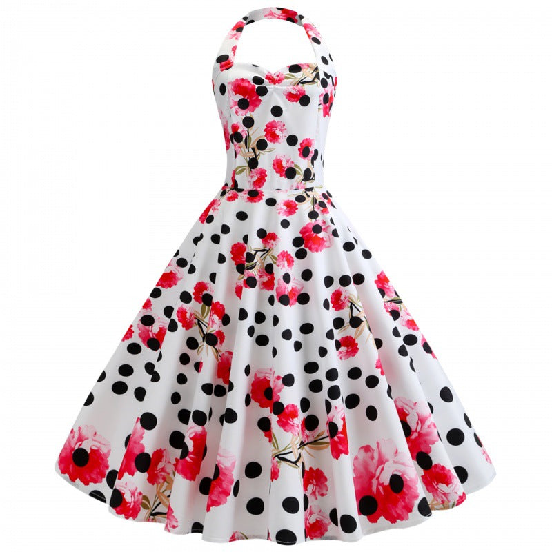Damen Swingkleid Floralmuster Punkte Norvielle - Norvielle