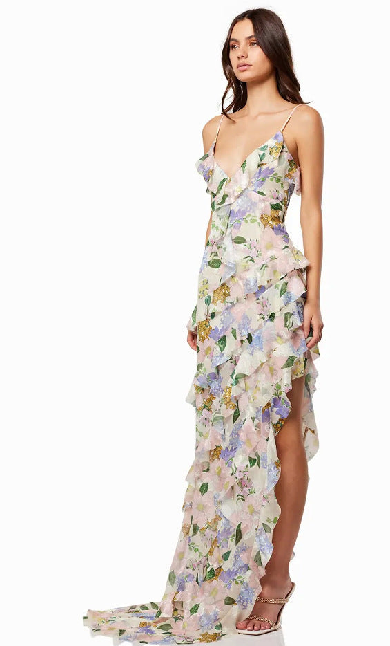 Damen Maxikleid Sommer Florale Prints Norvielle