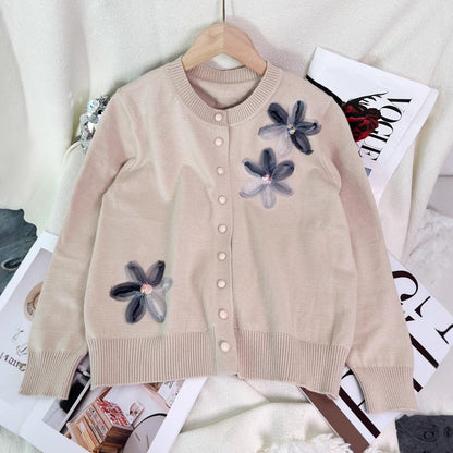 Damen Strickjacke Florales Design Knopfverschluss Norvielle - Norvielle
