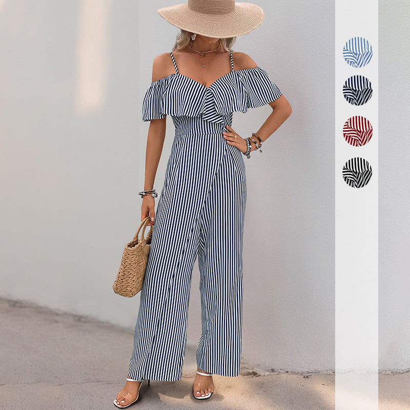 Damen Jumpsuit Schulterfrei Gestreift Norvielle - Norvielle