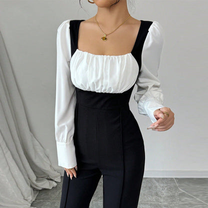 Damen Jumpsuit Puffärmel Tailliert Norvielle