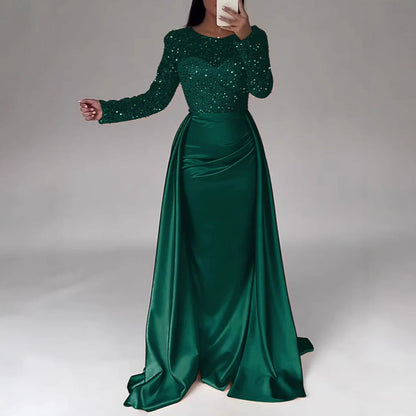 Damen Abendkleid Glitzer Oberteil Fließender Rock Norvielle