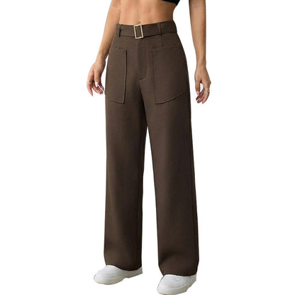 Damen Culotte Weit mit Gürtel und Taschen Norvielle