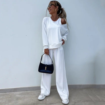 Damen Loungewear Set Oversized Pullover Weite Hose Norvielle