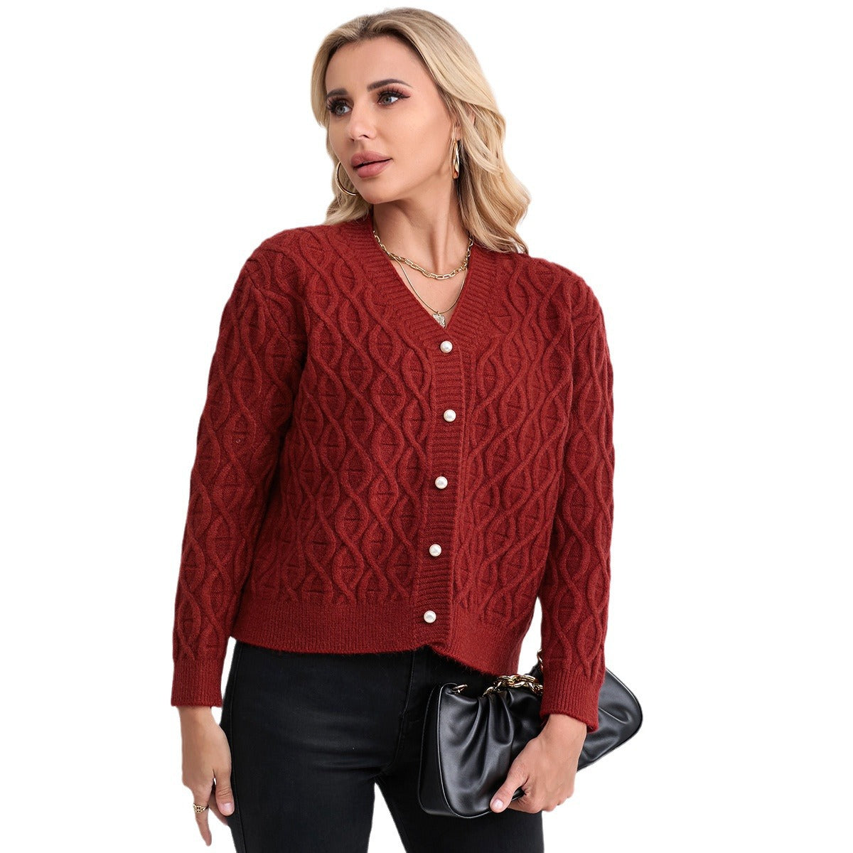 Damen Strickjacke Wabenmuster Norvielle