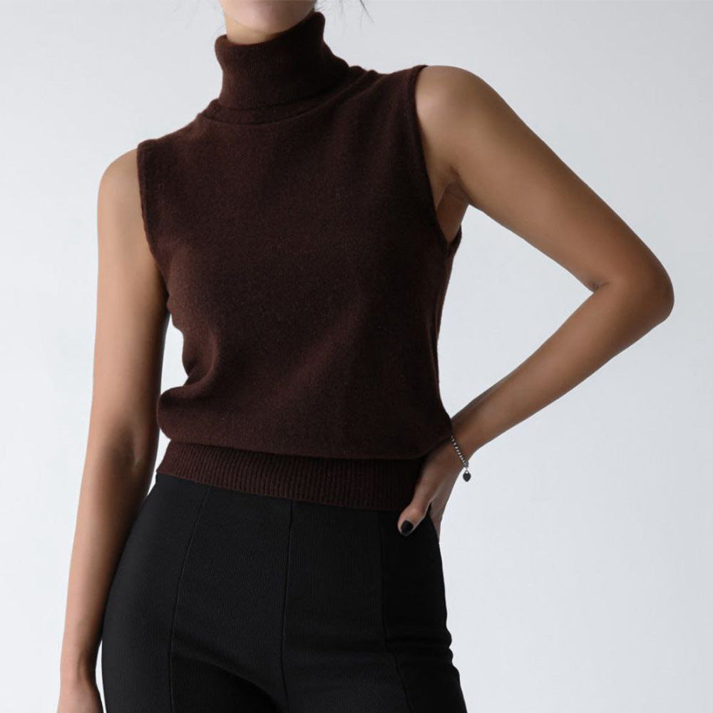 Damen Rollkragenpullover Feine Wolle Beige