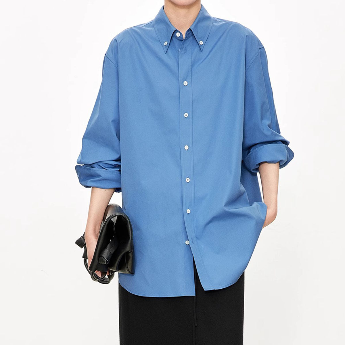 Damen Oversized Bluse aus Baumwolle mit Knöpfen Beige
