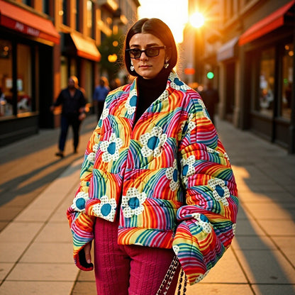Damen Steppjacke Bunt Voluminöse Ärmel Norvielle - Norvielle