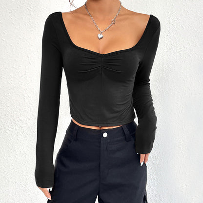 Damen Langarm Crop- Raffungseffekt Norvielle