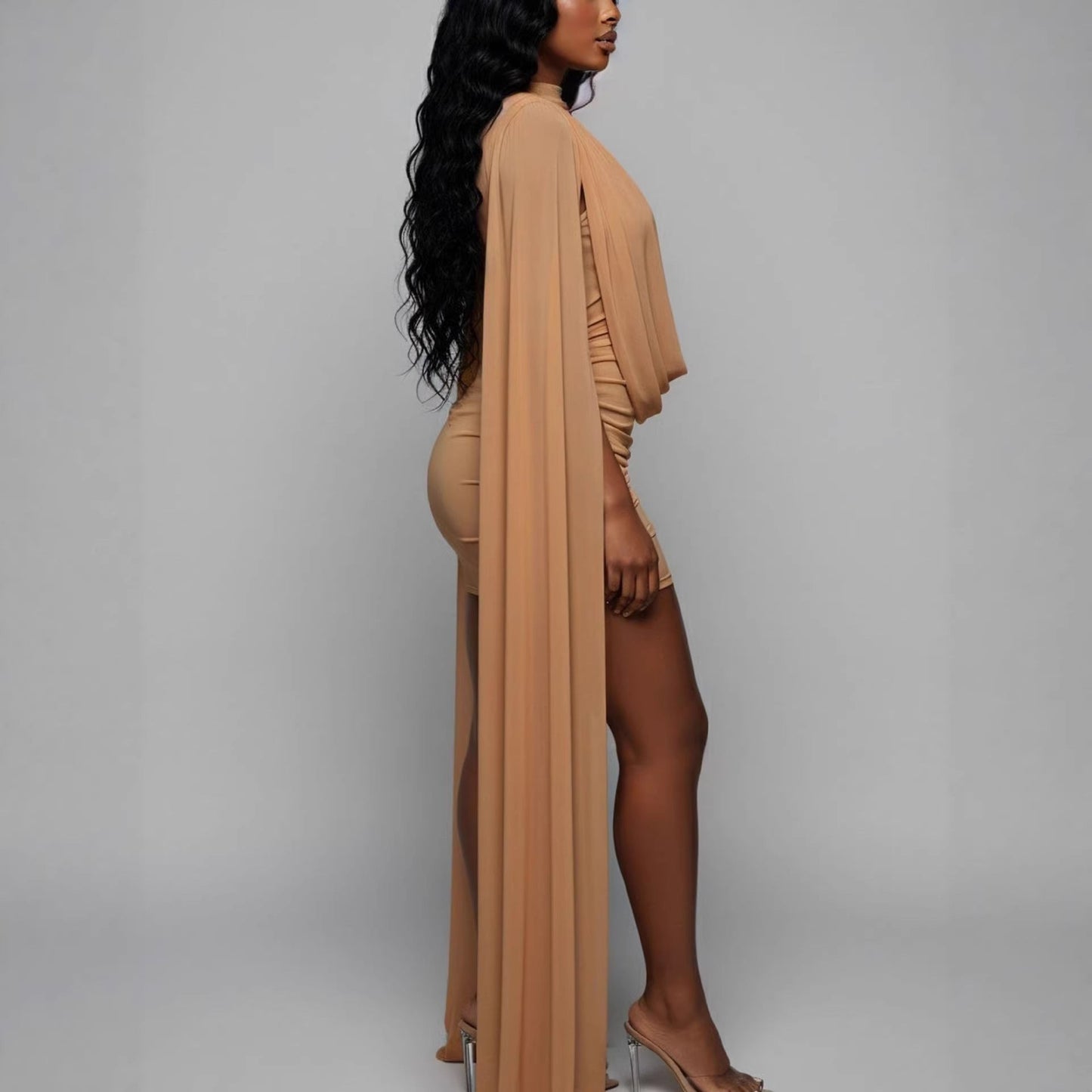 Damen Wickelkleid Fließender Stoff Elegantes Design