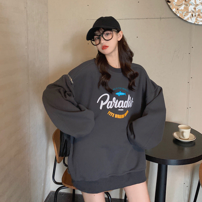 Damen Oversized Pullover Hochwertiges Material Kreatives Grafikdesign