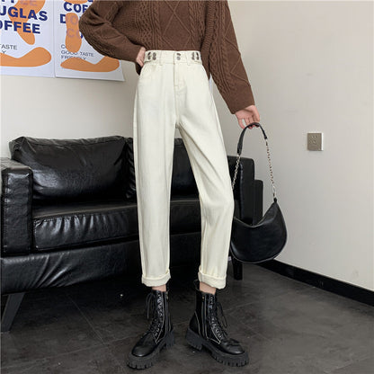 Damen Hochtaillierte Chinohose mit Taschen dunkelblau