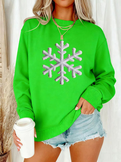 Damen Sweatshirt Schneeflockenmotiv Lässig Norvielle