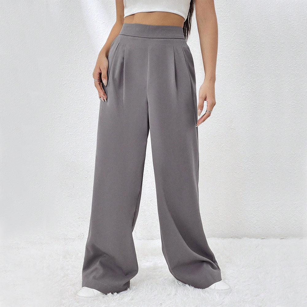 Damenweite Hose mit hohem Bund und Falten Norvielle