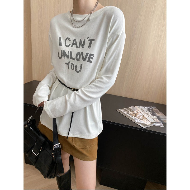 Damen Langarmshirt Lässiger Schnitt Mit Schriftzug Norvielle