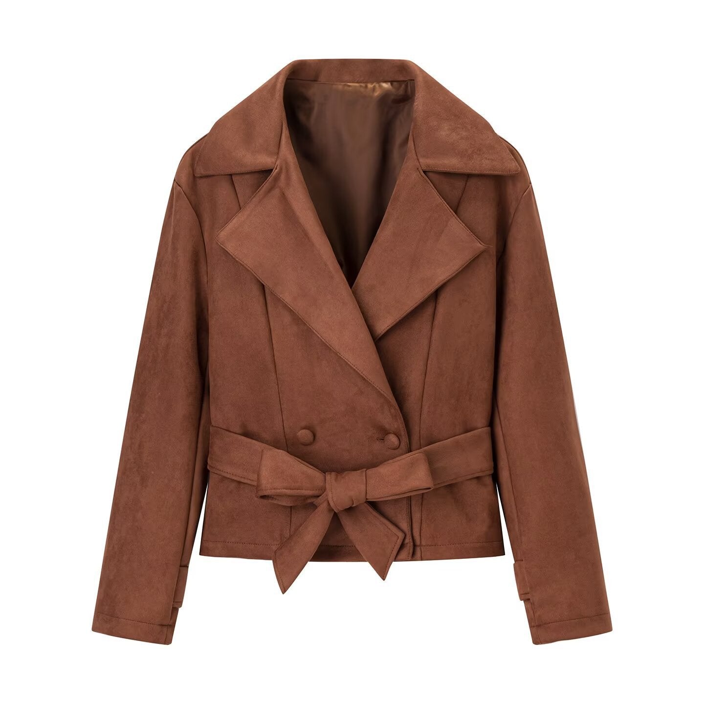 Damen Wildlederjacke Tailliert Gürtel Norvielle