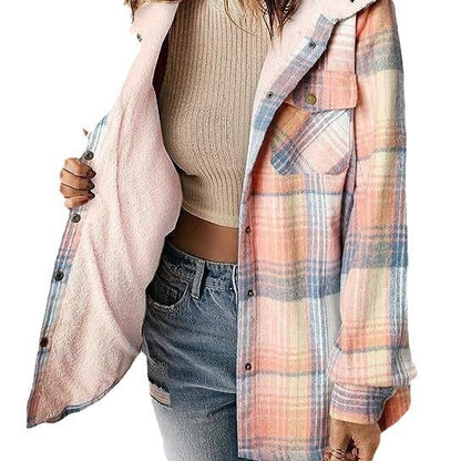 Damen Flanelljacke Gefütterte Kapuze Norvielle