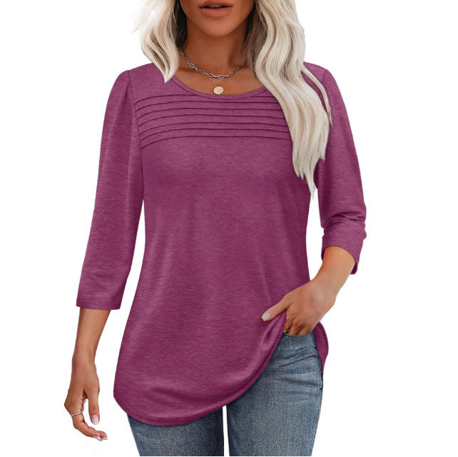 Damen Langarmshirt Plissee-Details Norvielle