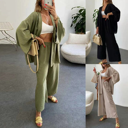 Damen Lounge-Set Weite Ärmel Elastischer Bund Norvielle - Norvielle