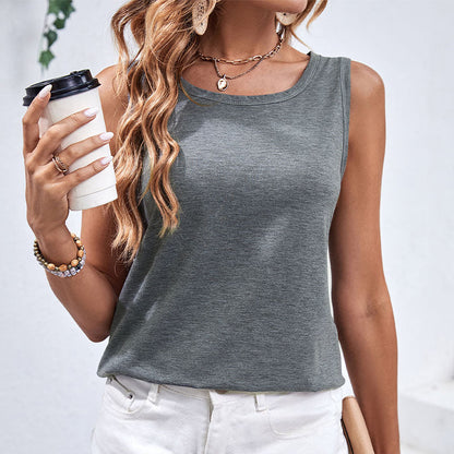 Damen Ärmelloses Oberteil Weicher Stoff Beige